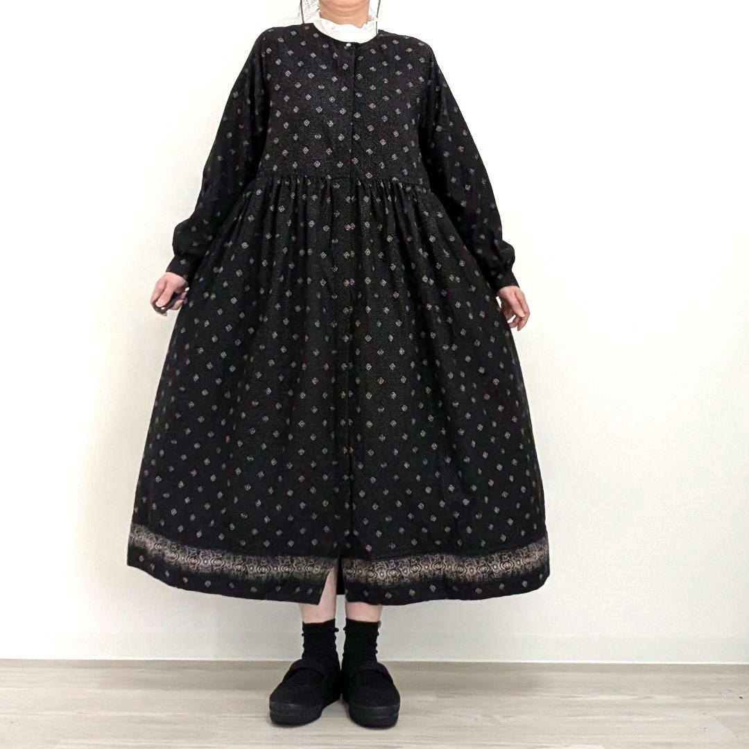 ネストローブ　コットン　シルク　プリント　ワンピース