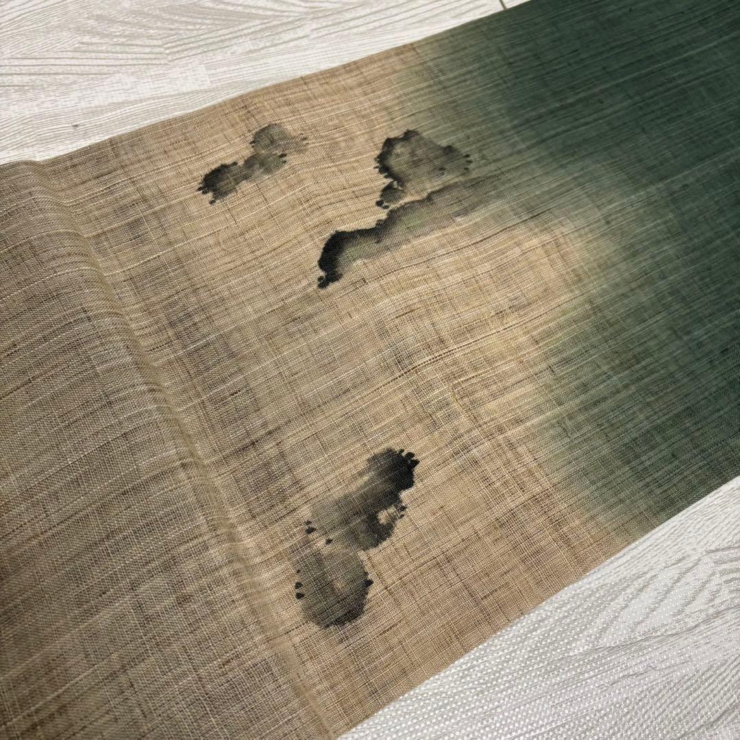 作家物 名古屋帯 本麻 風合い良い品 開き AO-1832