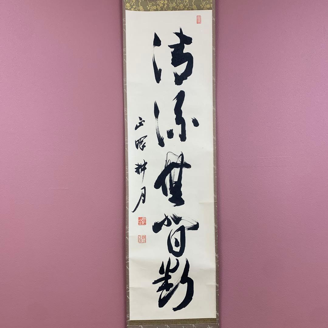 美品 掛け軸 妙心寺 谷耕月作「清流無間断」共箱 禅語 茶掛け