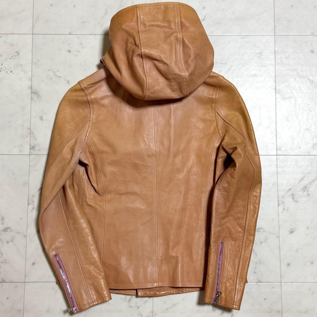 イサムカタヤマ バックラッシュ ライダースジャケット フード付き 馬革