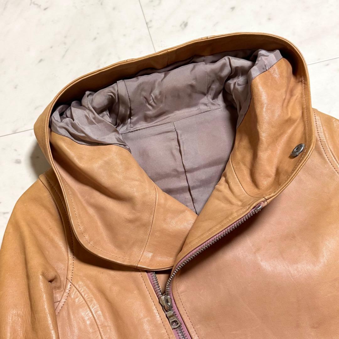 イサムカタヤマ バックラッシュ ライダースジャケット フード付き 馬革