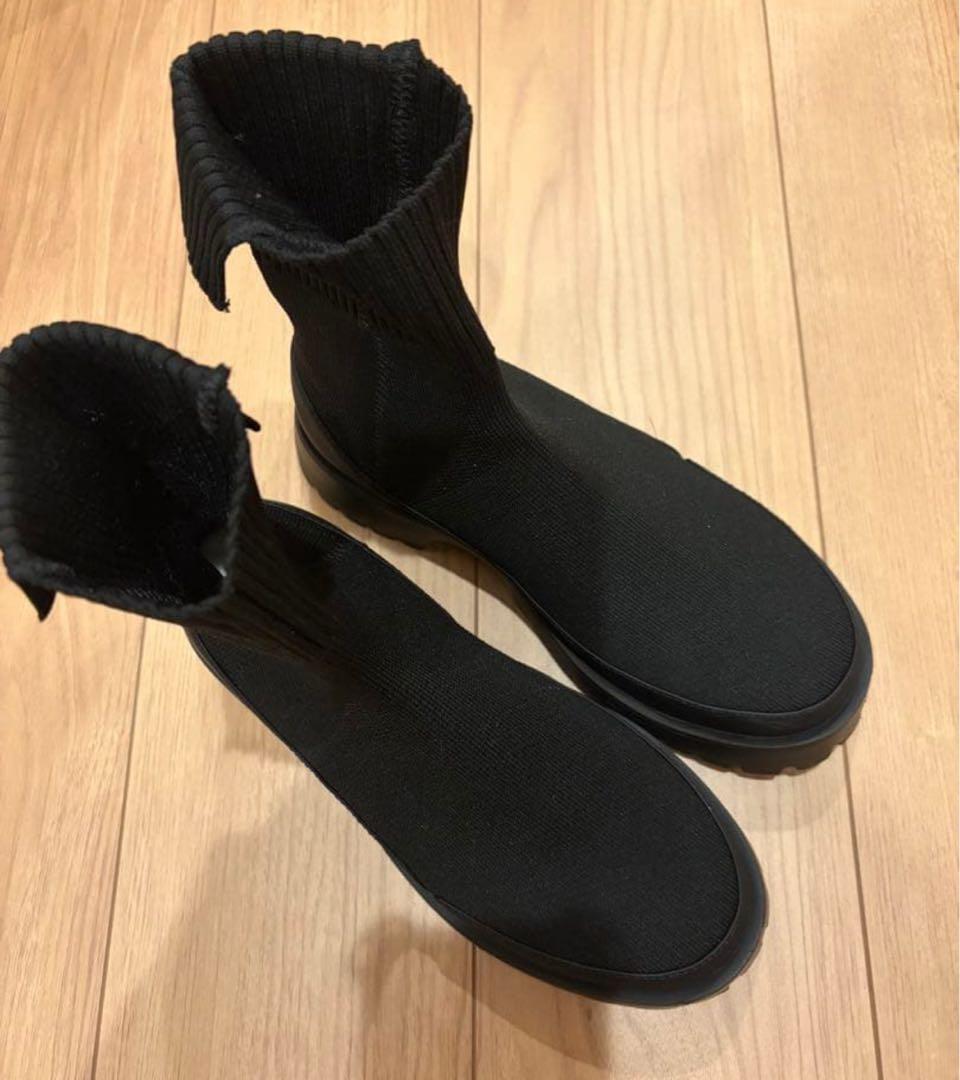 【美品★emmi】 エコニットブーツ ブラック 24.5cm
