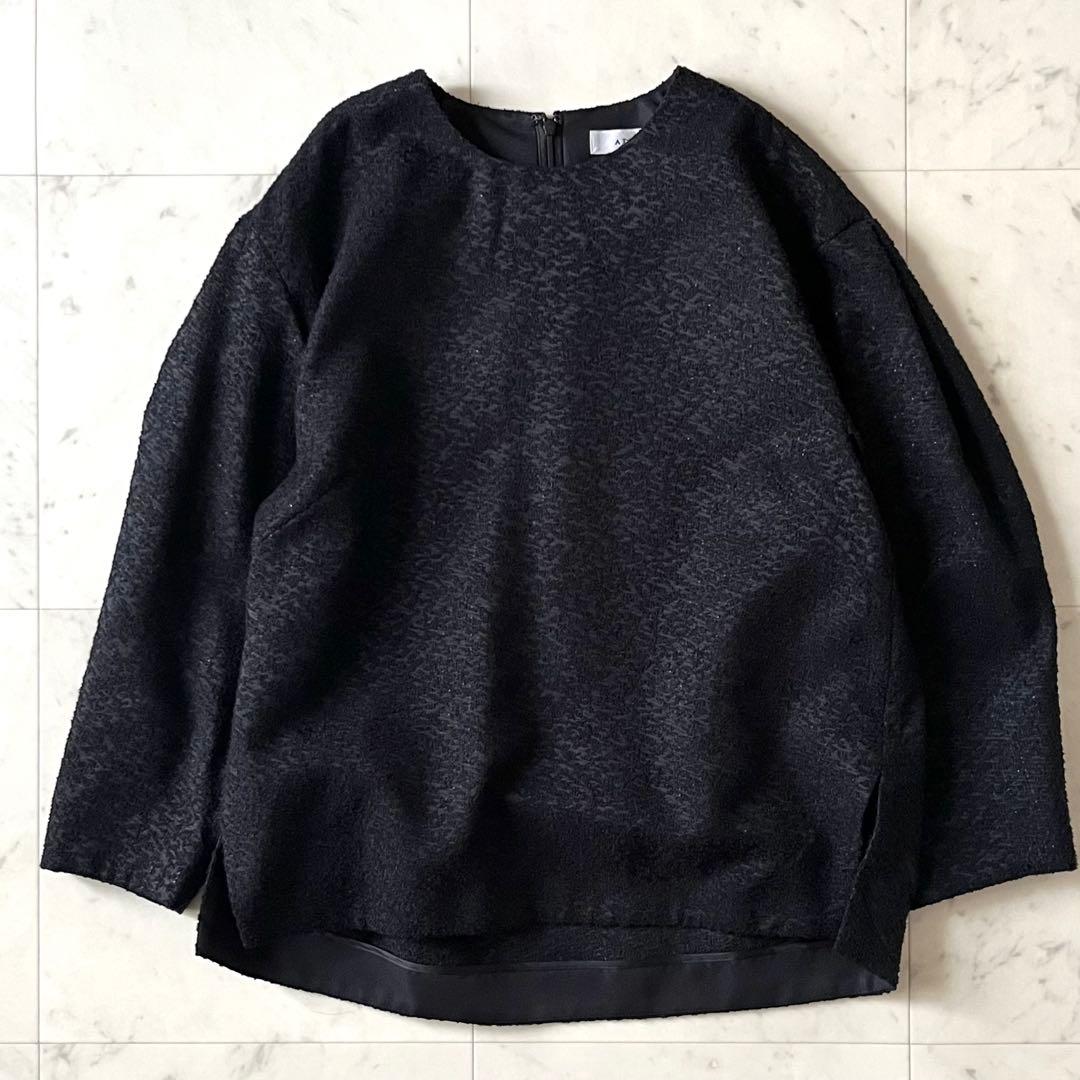 定価3,9万♪美品 アドーア ラメブークレブラウス 38 ブラック 黒 日本製