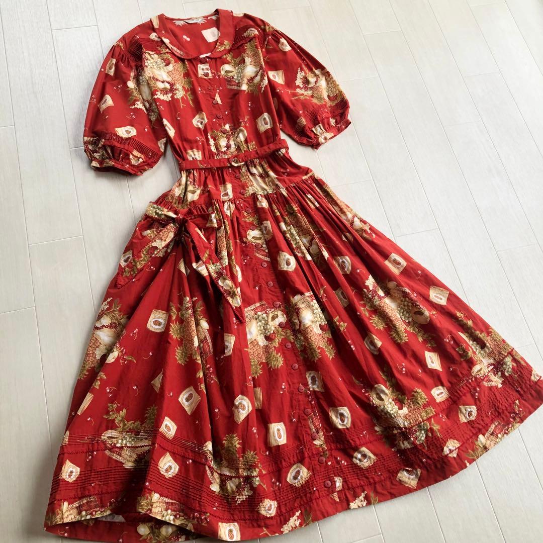 カネコイサオ フルーツバスケット チェリー ピンタック たくし上げ ワンピース