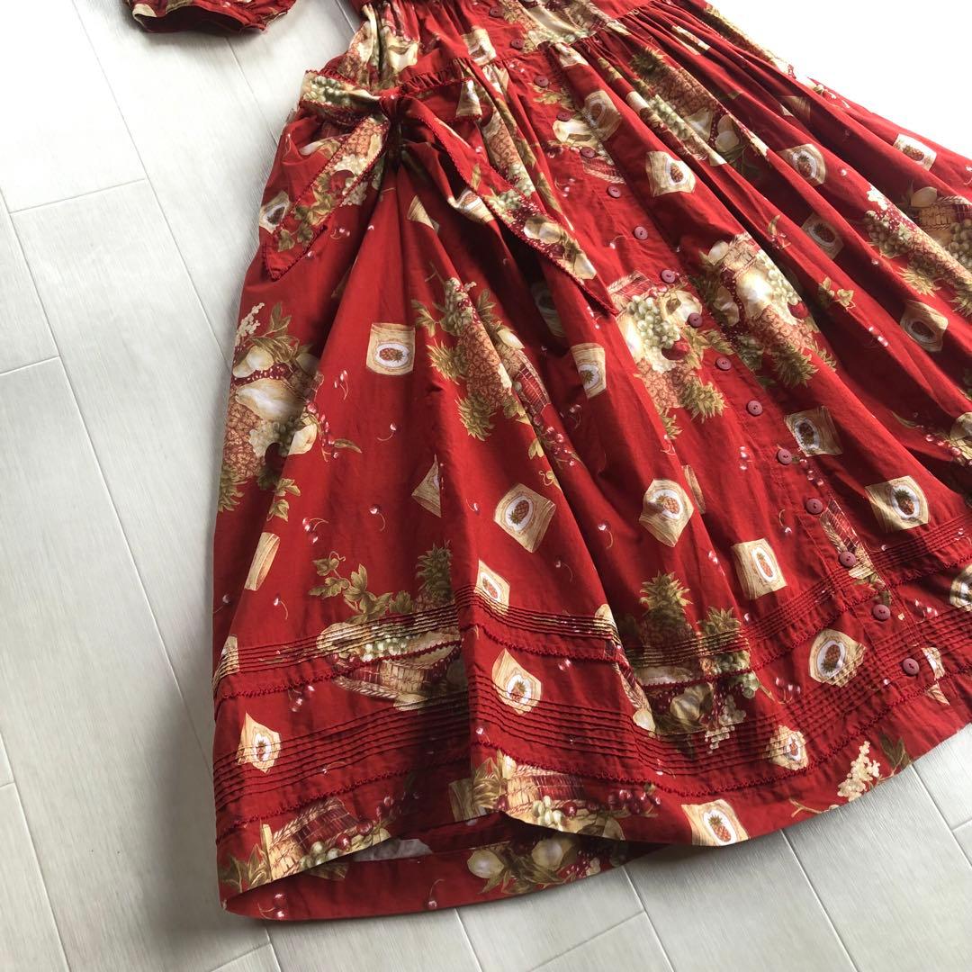 カネコイサオ フルーツバスケット チェリー ピンタック たくし上げ ワンピース