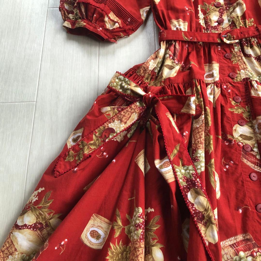 カネコイサオ フルーツバスケット チェリー ピンタック たくし上げ ワンピース