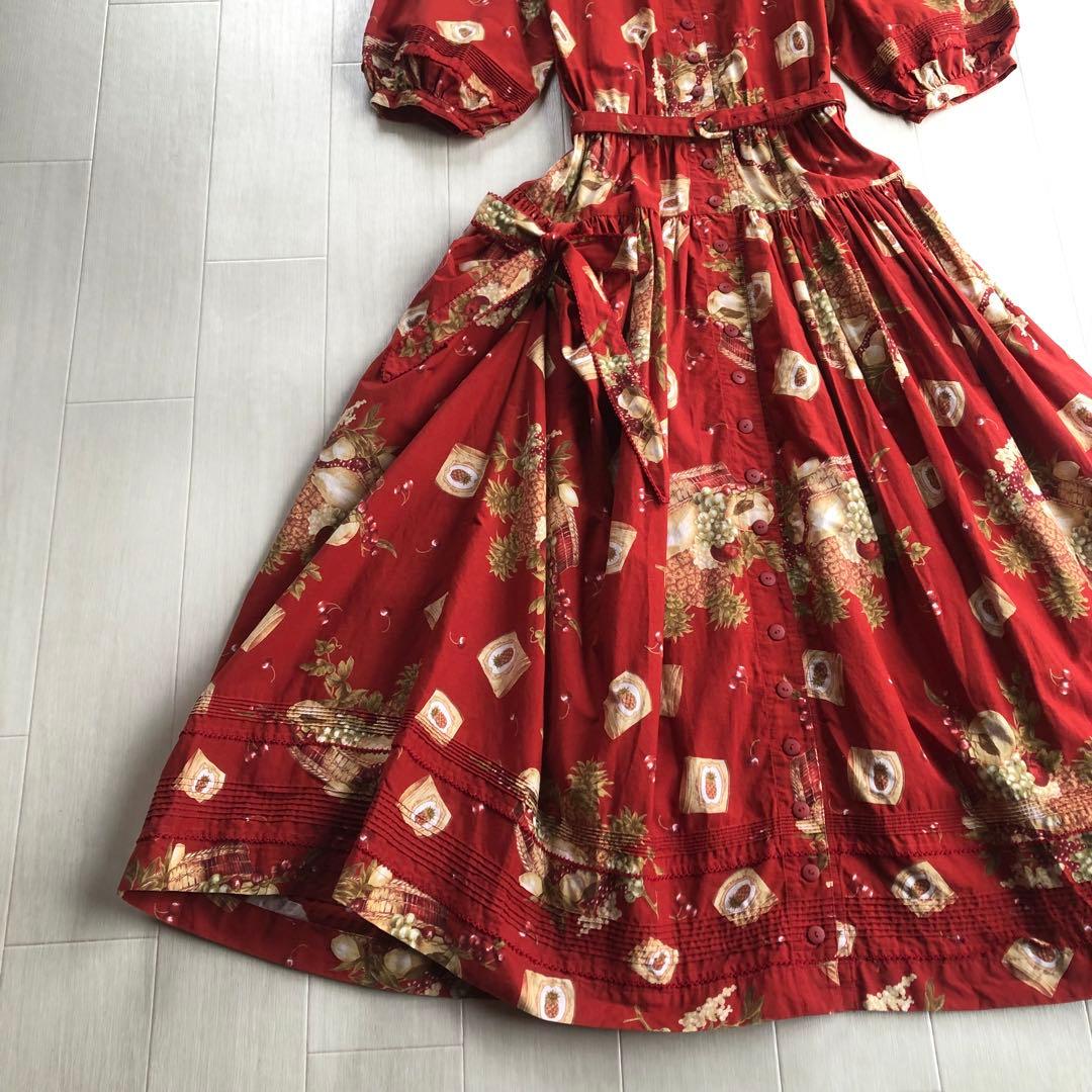 カネコイサオ フルーツバスケット チェリー ピンタック たくし上げ ワンピース