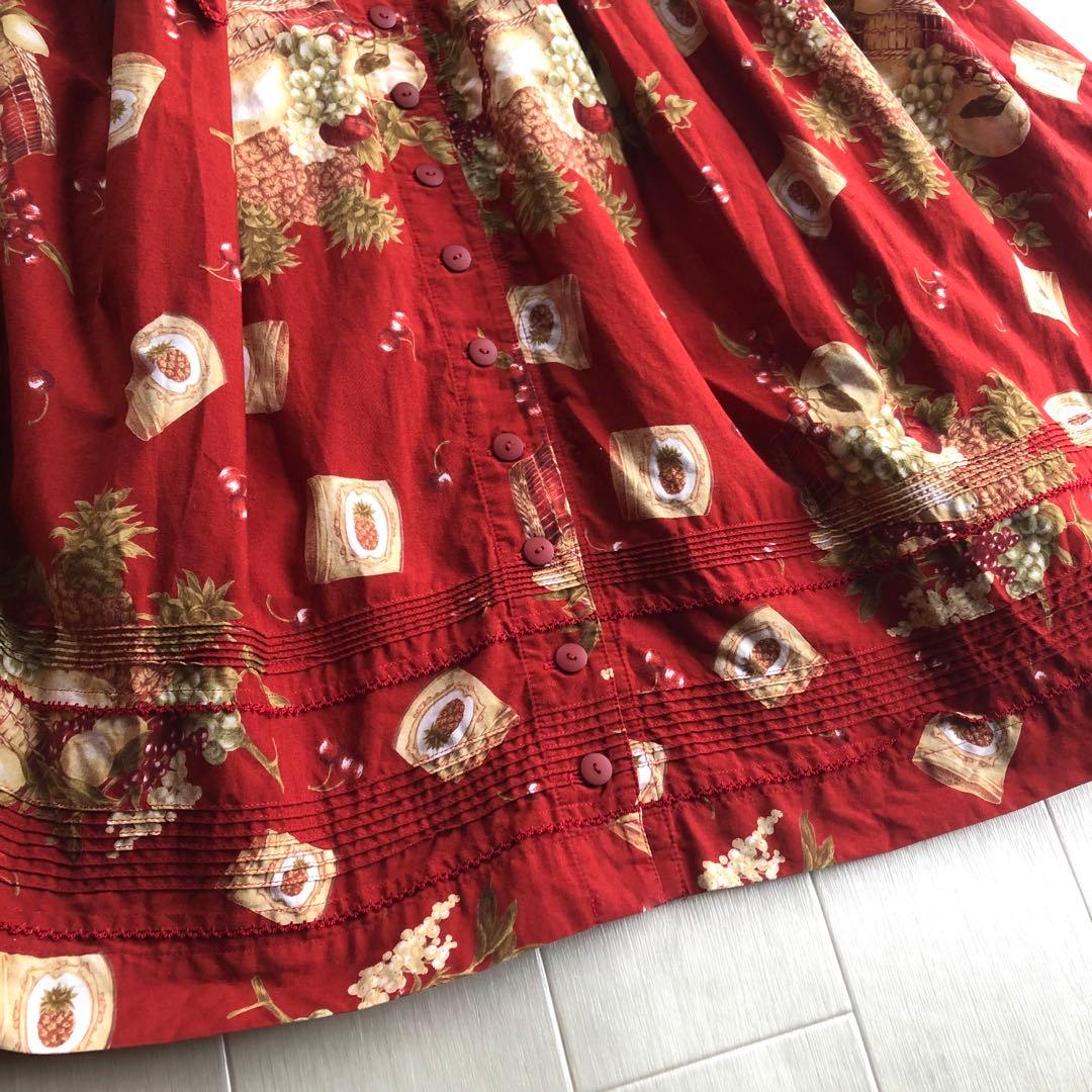 カネコイサオ フルーツバスケット チェリー ピンタック たくし上げ ワンピース