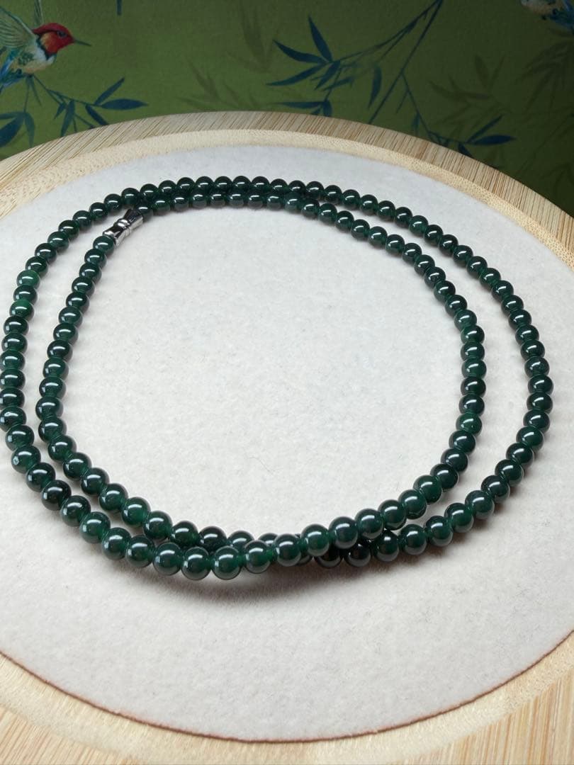 新入荷❣️天然本翡翠　瑞々しい氷藍緑色翡翠ネックレス 鑑定書付き