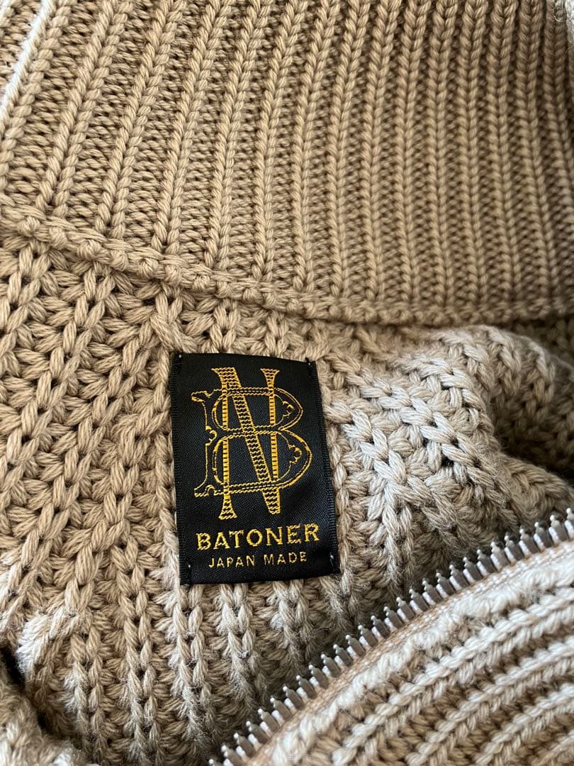 バトナーBATONER ジップアップ ニットセーター