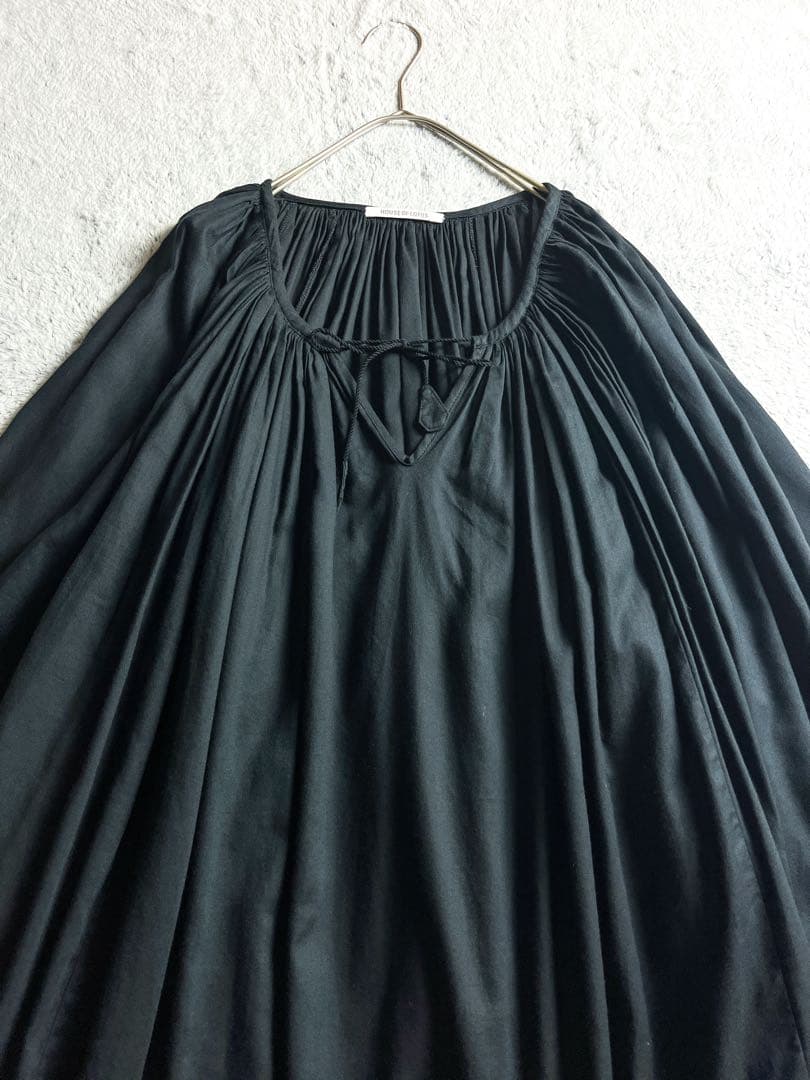 【HOUSE OF LOTUS】ギャザーチュニックワンピース タッセルリボン M