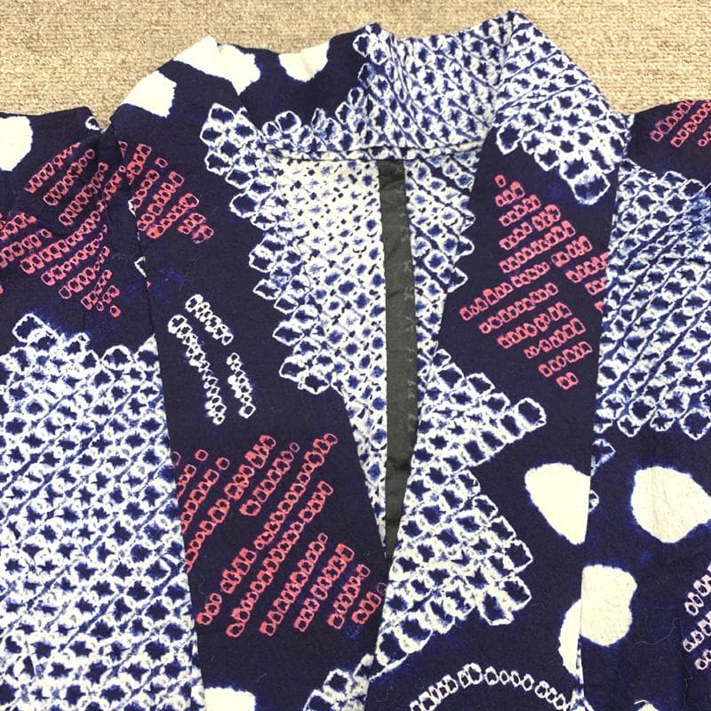 〇【最終値下げ】406mk54〇有松鳴海絞り 浴衣 花 綿〇美品