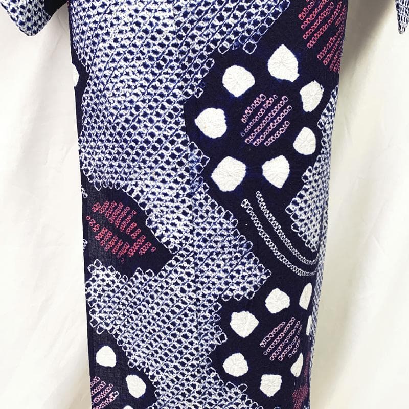 〇【最終値下げ】406mk54〇有松鳴海絞り 浴衣 花 綿〇美品