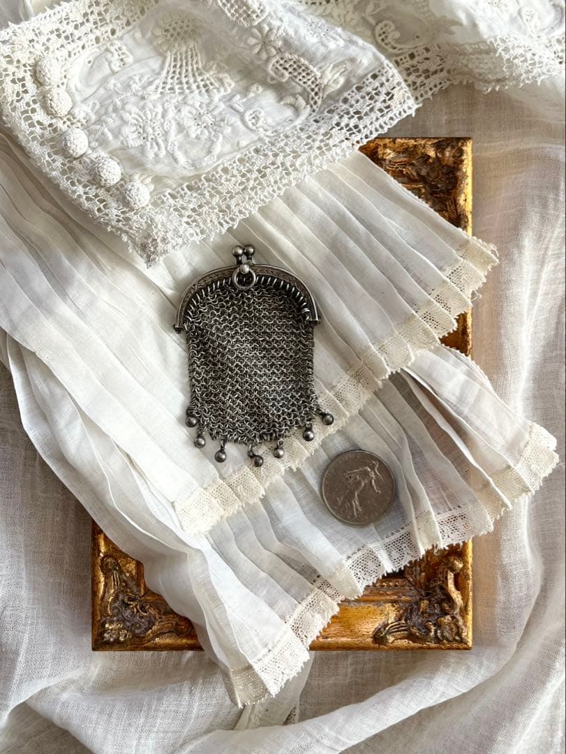 ◆SALE◆フランスアンティーク超美品シルバーメッシュパース銀刻印1900