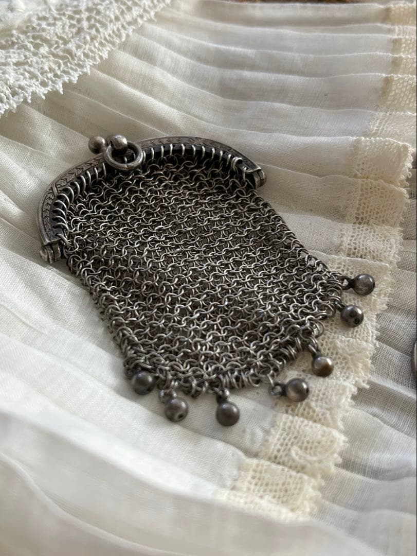 ◆SALE◆フランスアンティーク超美品シルバーメッシュパース銀刻印1900