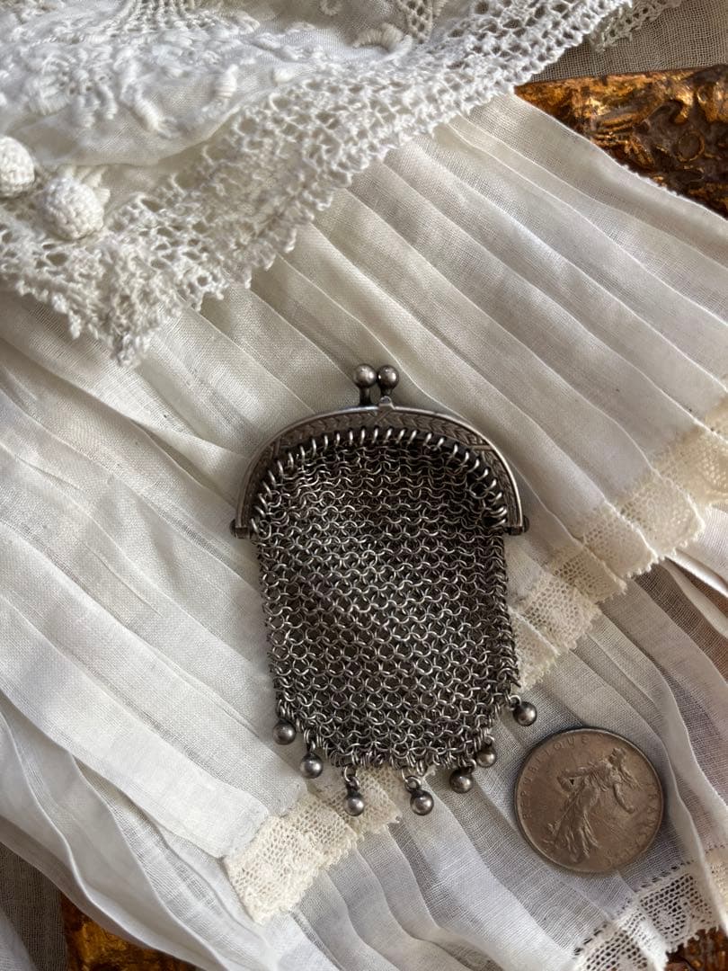 ◆SALE◆フランスアンティーク超美品シルバーメッシュパース銀刻印1900