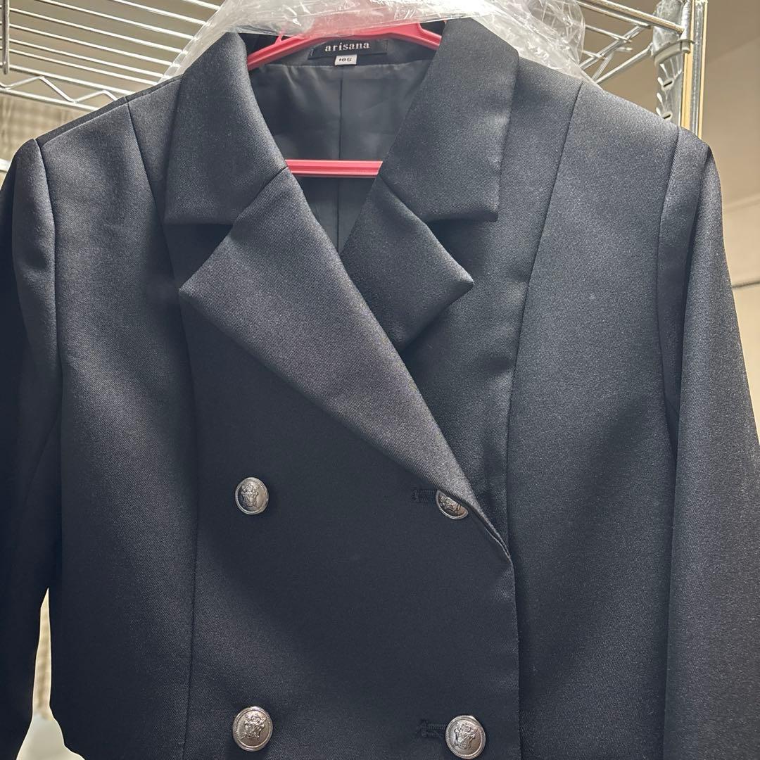 フォーマルサスペンダー付き黒ワンピース 150-165cm