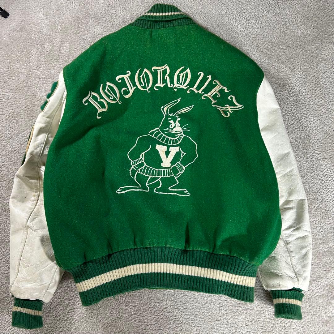 70s 80s ヴィンテージDeLONG デロング スタジャン レザー切替　46