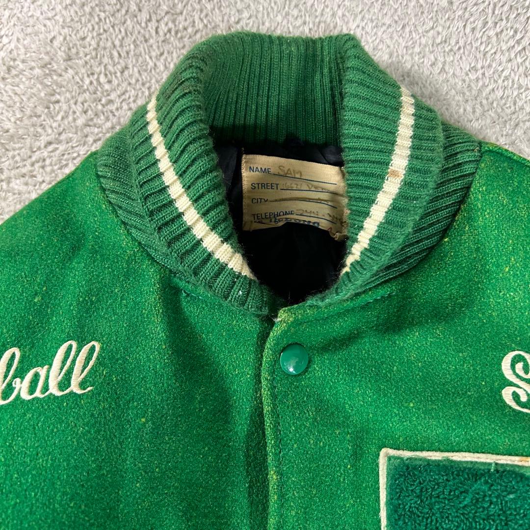 70s 80s ヴィンテージDeLONG デロング スタジャン レザー切替　46