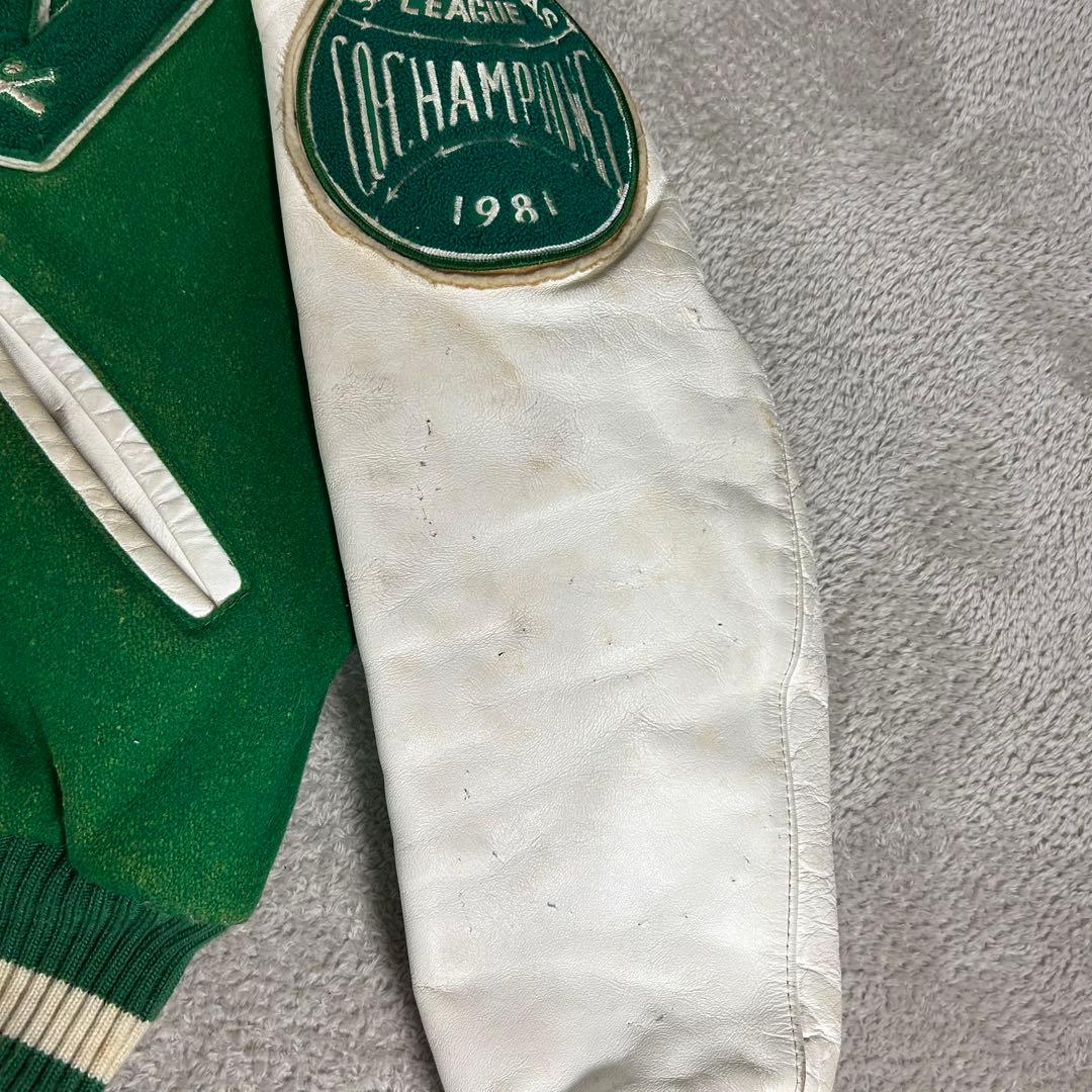 70s 80s ヴィンテージDeLONG デロング スタジャン レザー切替　46