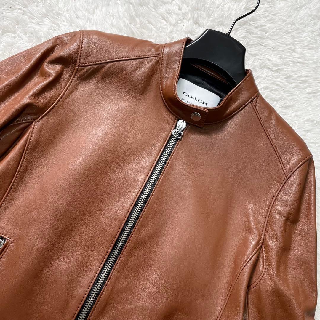 【未使用品】 COACH ラムレザー シグネチャー シングル ライダース M