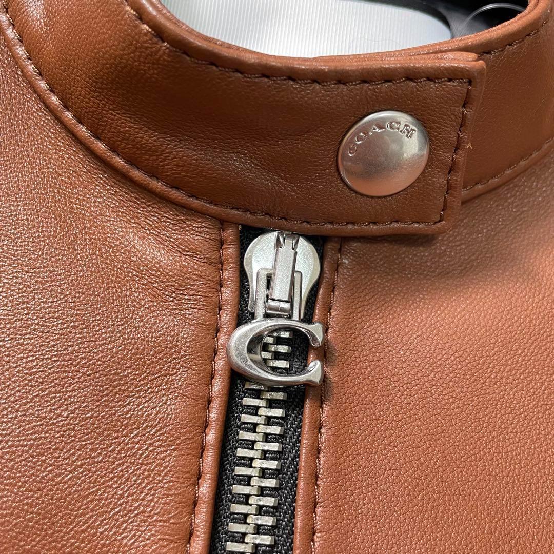 【未使用品】 COACH ラムレザー シグネチャー シングル ライダース M