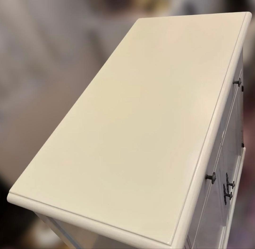 フレンチカントリー調北欧アイボリー木製キャビネット 両開きチェスト収納姫系