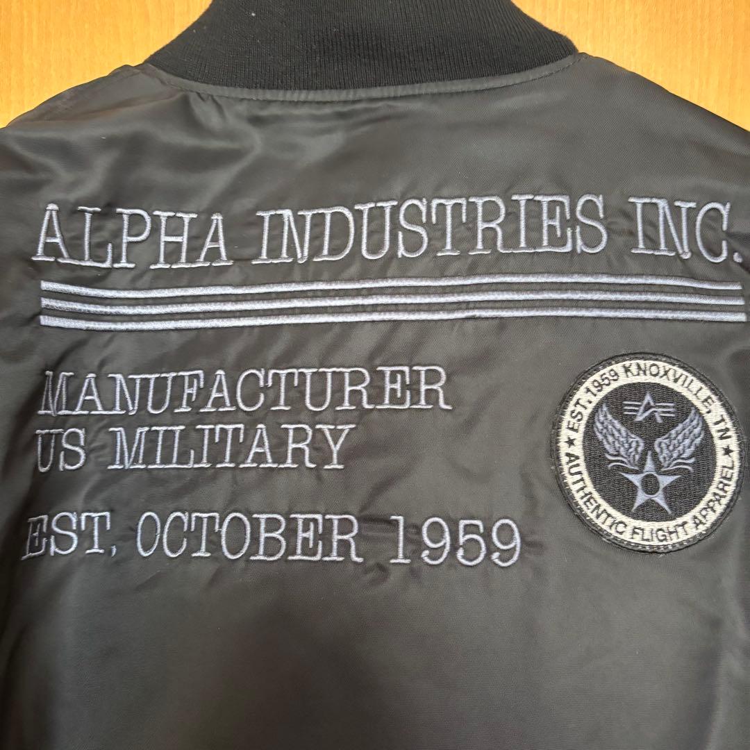 【バイカー仕様】ALPHA MA-1 ライディングJKT プロテクター付 黒 L