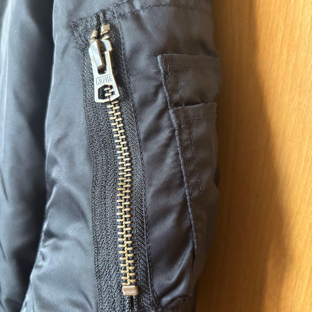 【バイカー仕様】ALPHA MA-1 ライディングJKT プロテクター付 黒 L