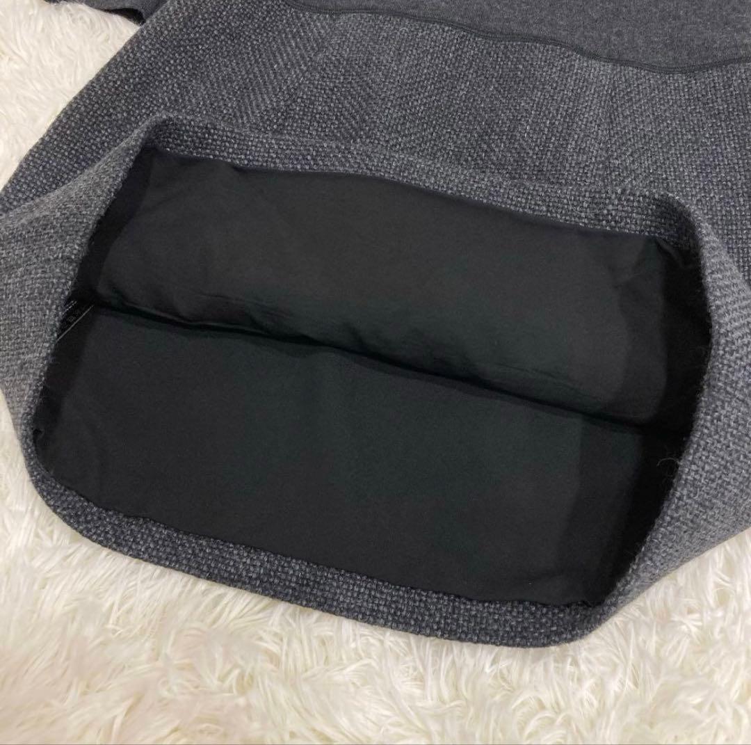 Theory セオリー スリムツイードワンピース 切り替え ツイード グレー 0