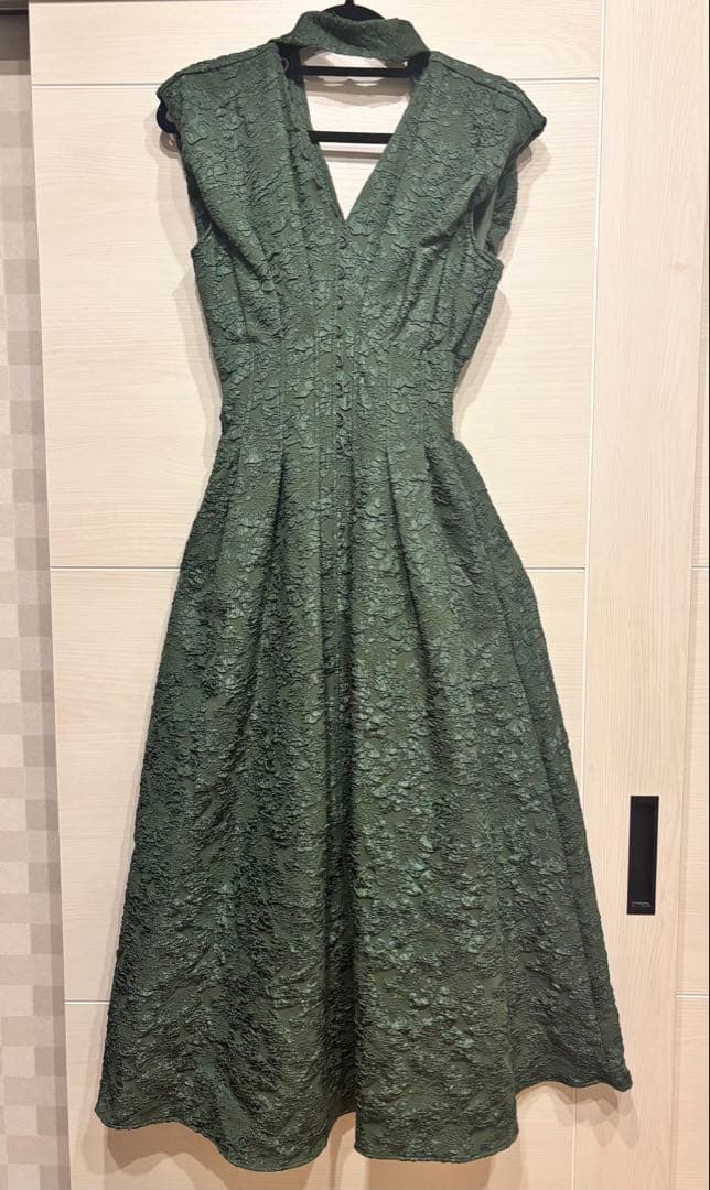 snidel オーバーショルダージャカードワンピース　首元リボン付　size1