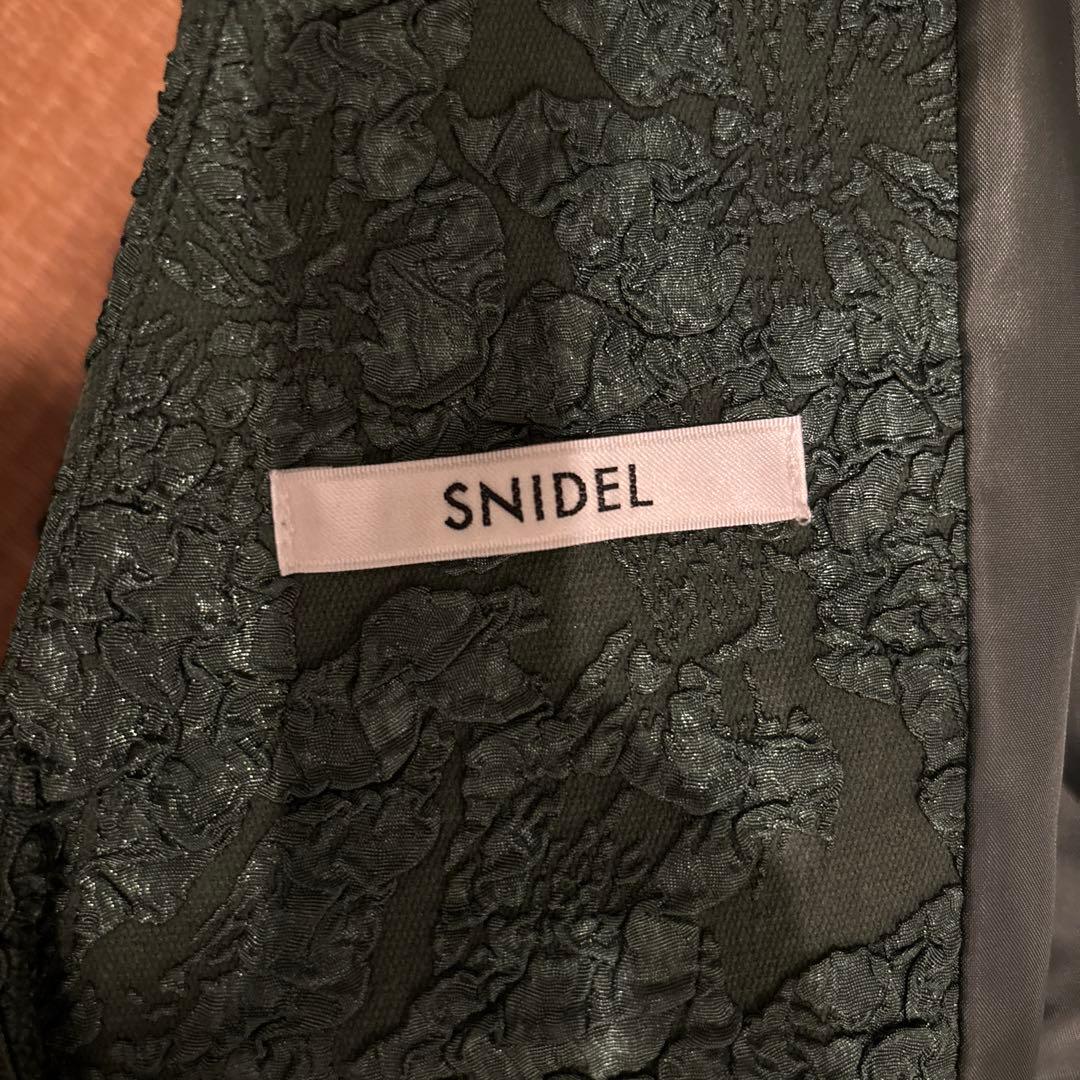 snidel オーバーショルダージャカードワンピース　首元リボン付　size1