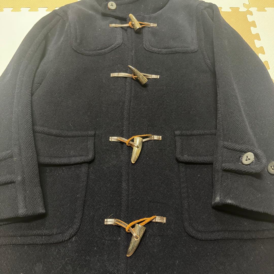 【MoorBrook製生地】ダッフルコート　ヘリンボーン ネイビー 英国製 L