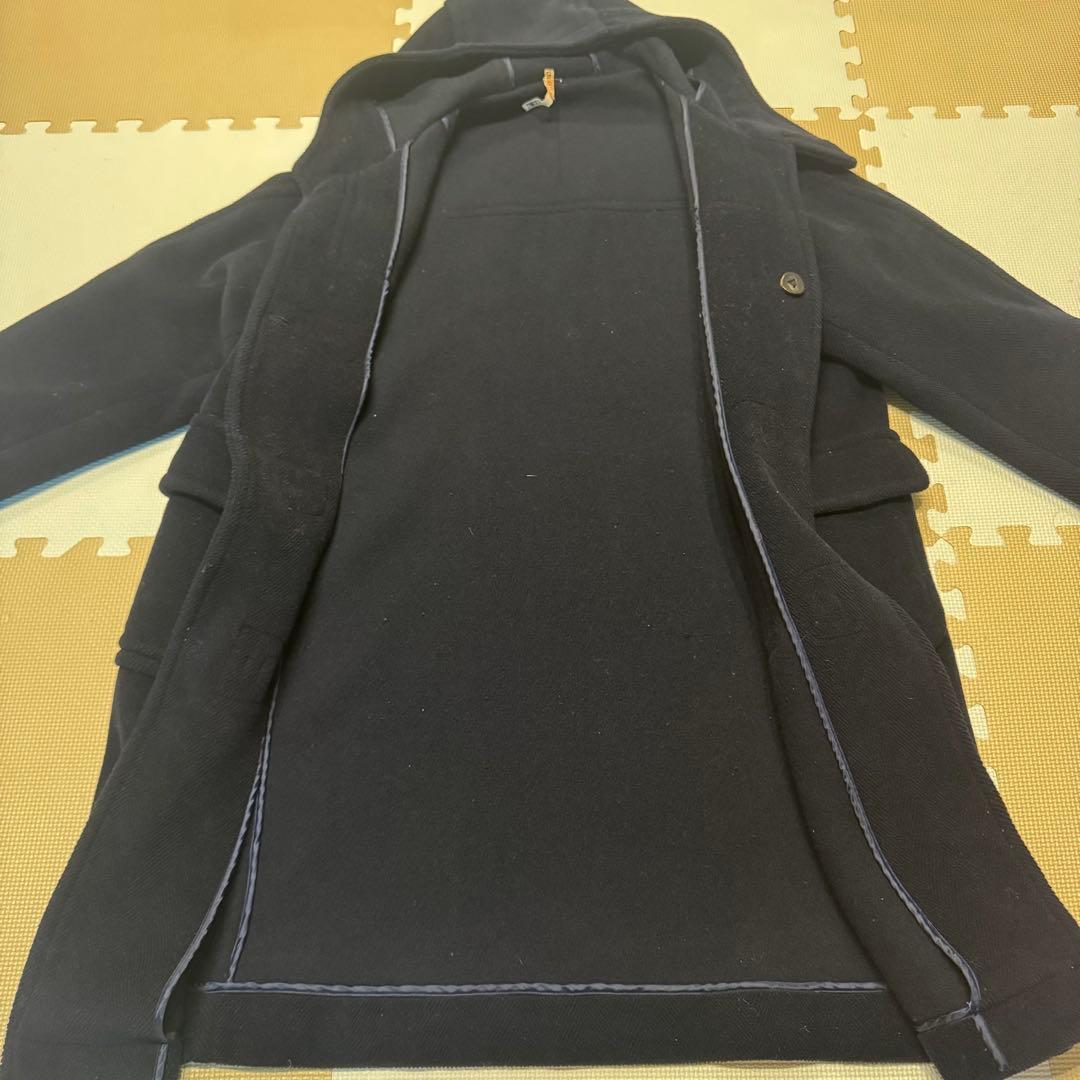 【MoorBrook製生地】ダッフルコート　ヘリンボーン ネイビー 英国製 L