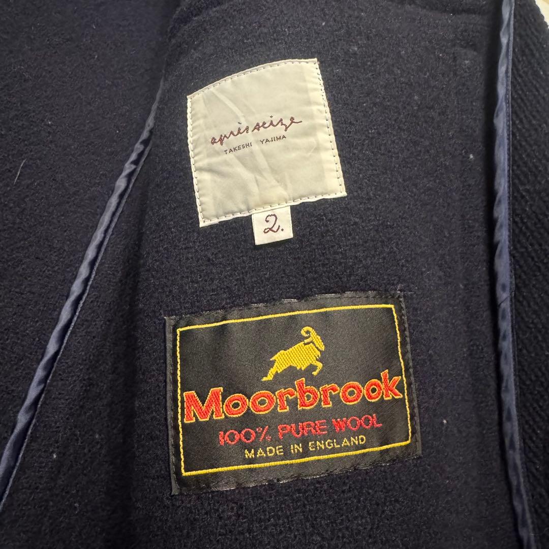 【MoorBrook製生地】ダッフルコート　ヘリンボーン ネイビー 英国製 L
