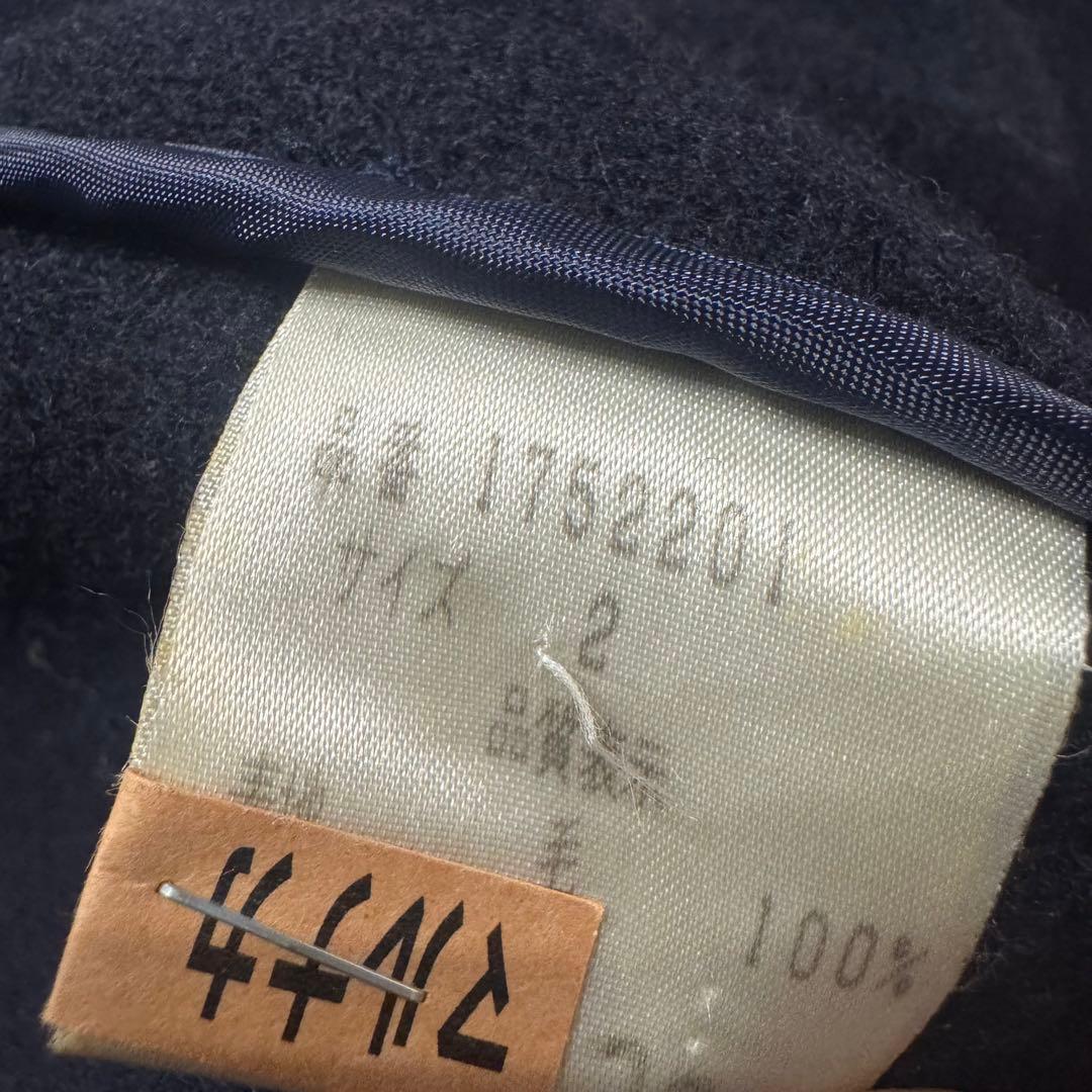 【MoorBrook製生地】ダッフルコート　ヘリンボーン ネイビー 英国製 L