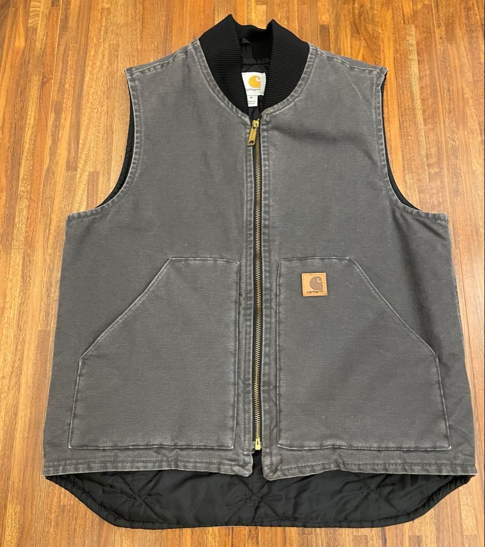 90s Carhartt カーハートダックベスト　グレー　M 古着　ビンテージ