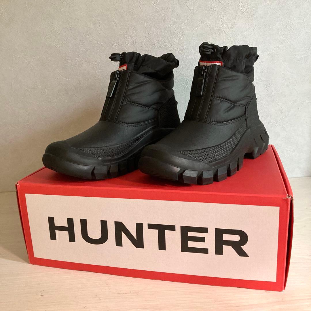 美品 箱付き HUNTER ハンター スノーブーツ 22.5cm ブラック