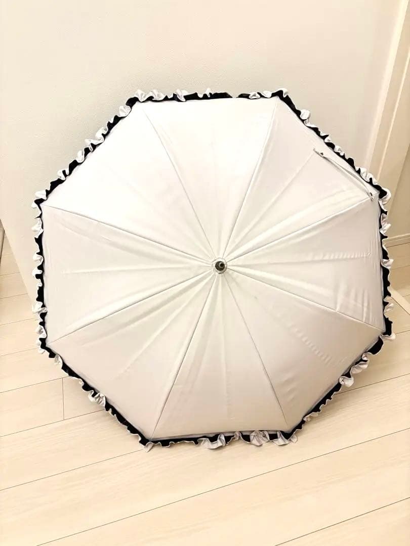 ロサブラン 長傘 完全遮光100% 晴雨兼用 アイボリー フリル ラージサイズ