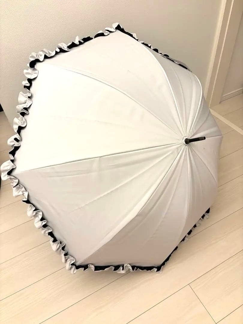 ロサブラン 長傘 完全遮光100% 晴雨兼用 アイボリー フリル ラージサイズ