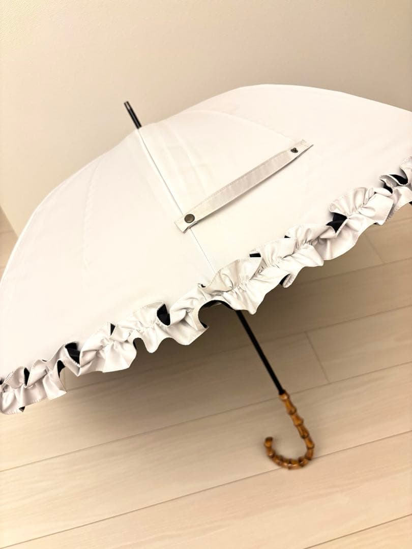 ロサブラン 長傘 完全遮光100% 晴雨兼用 アイボリー フリル ラージサイズ