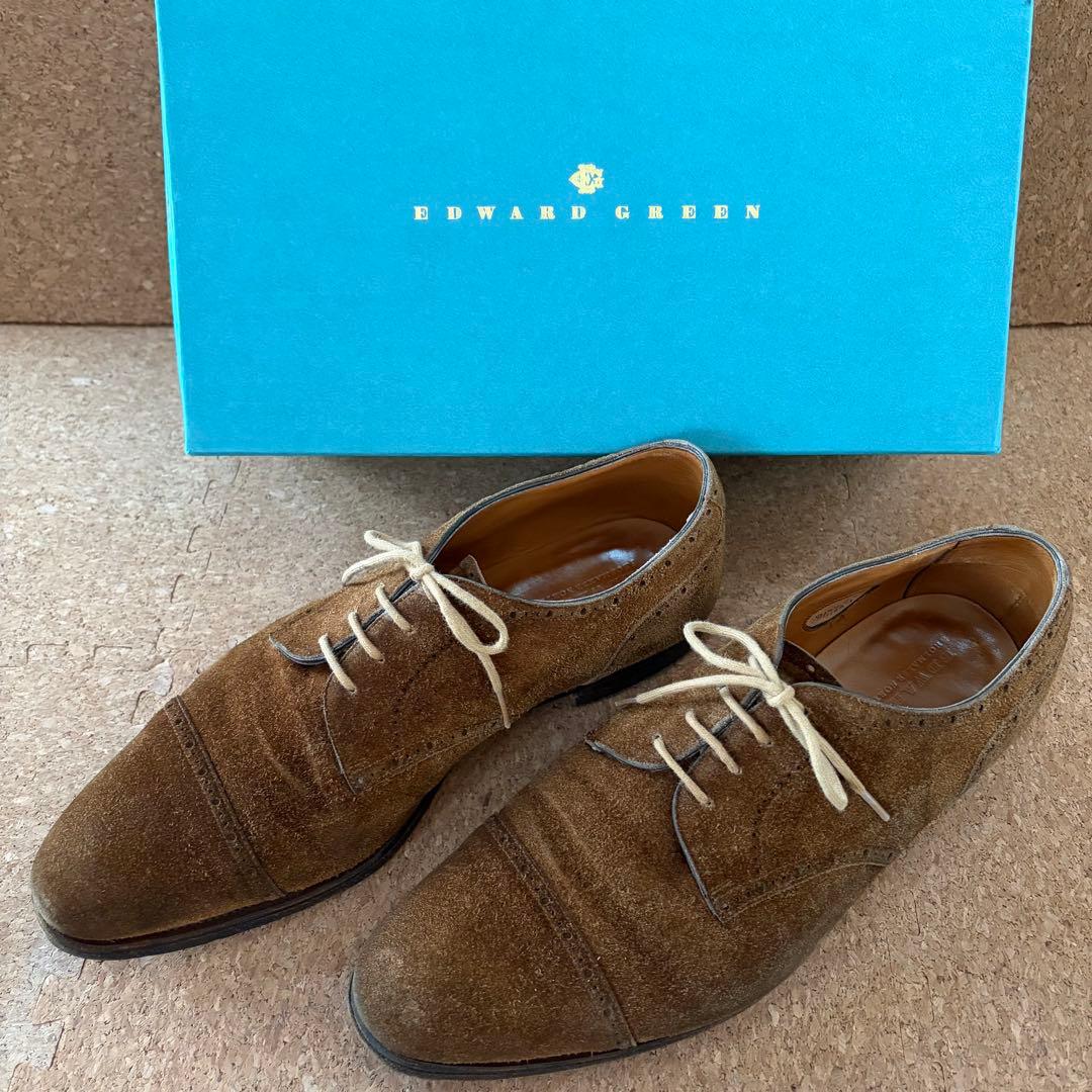 EDWARD GREEN スエード パンチドキャップトゥ ダービー 8E