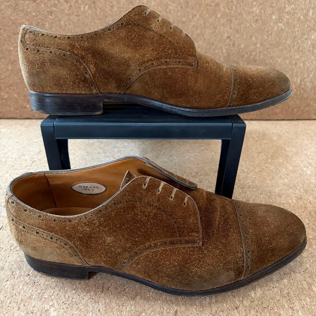 EDWARD GREEN スエード パンチドキャップトゥ ダービー 8E