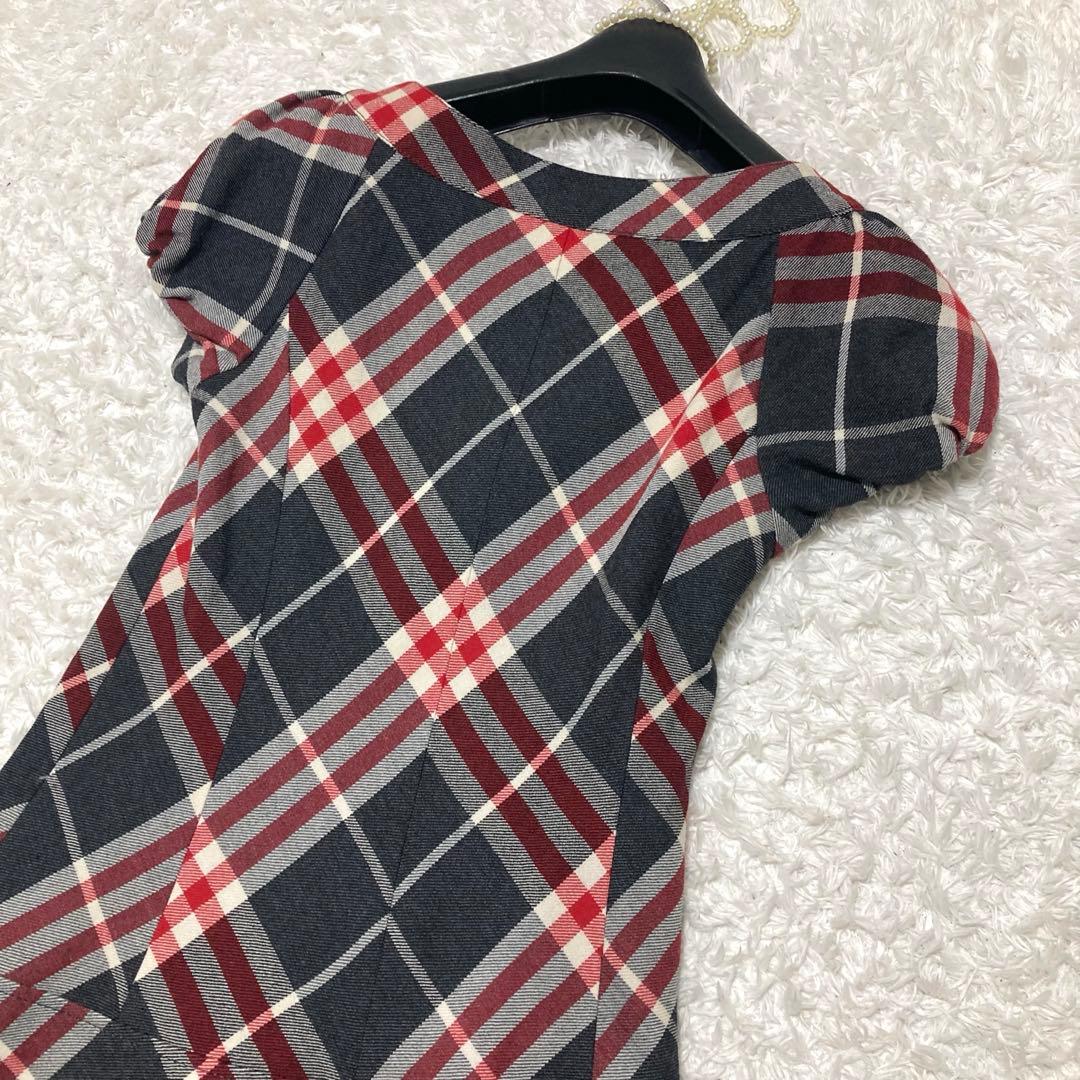極美品♡ バーバリーブルーレーベル チェックワンピース ベルト プリーツ 36