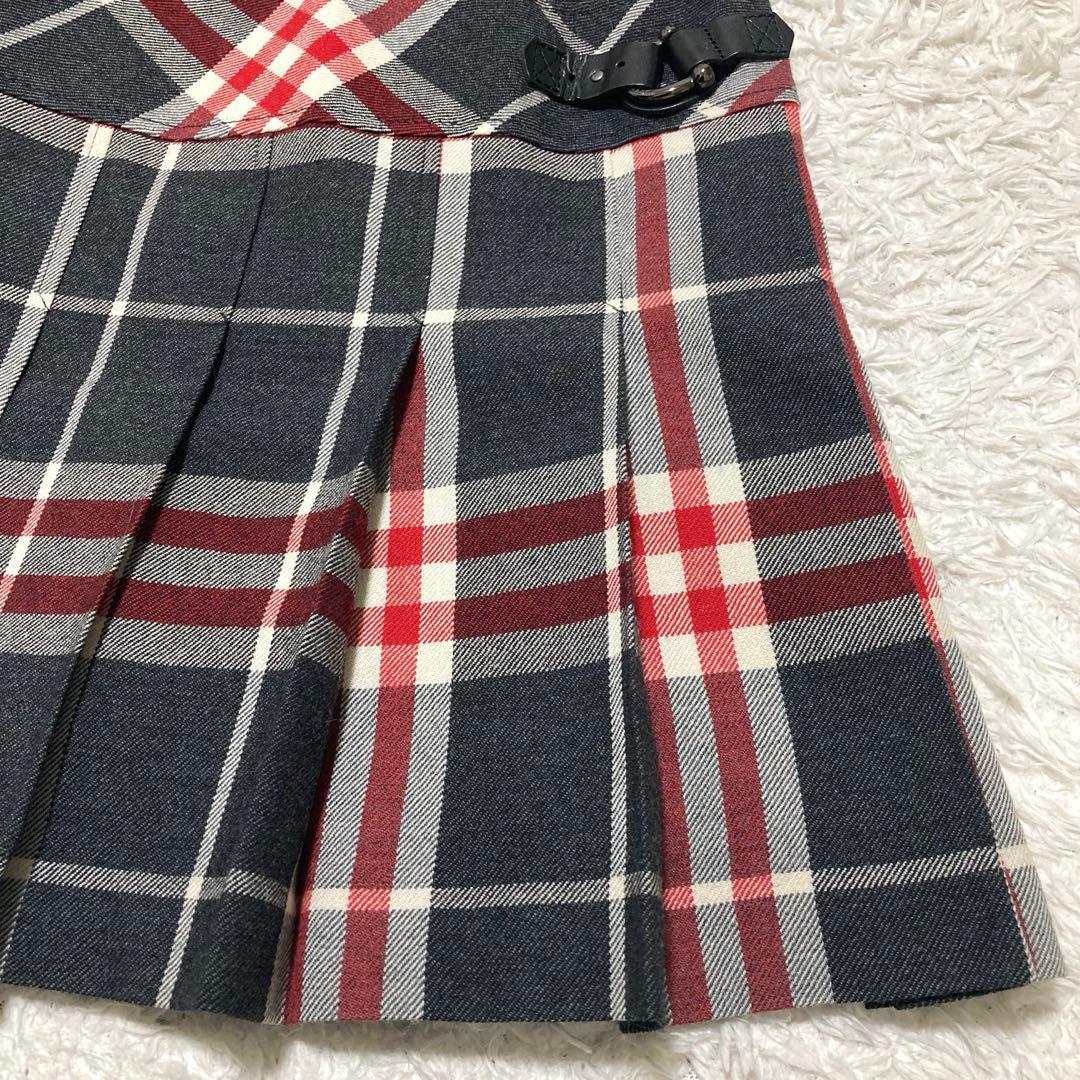 極美品♡ バーバリーブルーレーベル チェックワンピース ベルト プリーツ 36