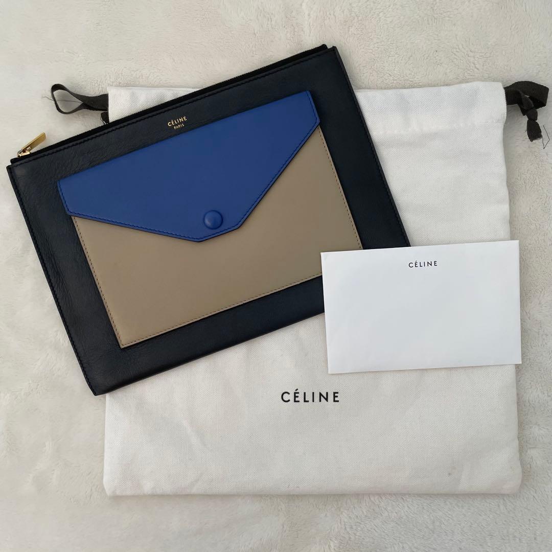 CELINE セリーヌ クラッチバッグ　レザー　フィービー　バイカラー