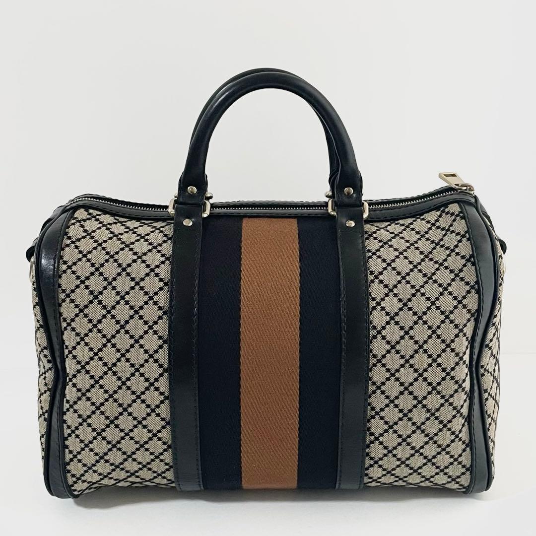 【美品】グッチ 2way ボストンバッグ ディアマンテ キャンバス×レザー