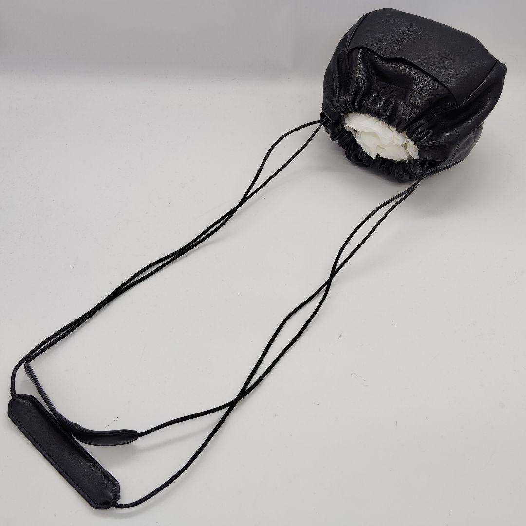 良品 ジルサンダー ドローストリング リバーシブル ショルダー 巾着 黒 レザー