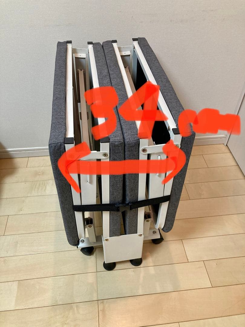 折りたたみベッド グレー キャスター付き