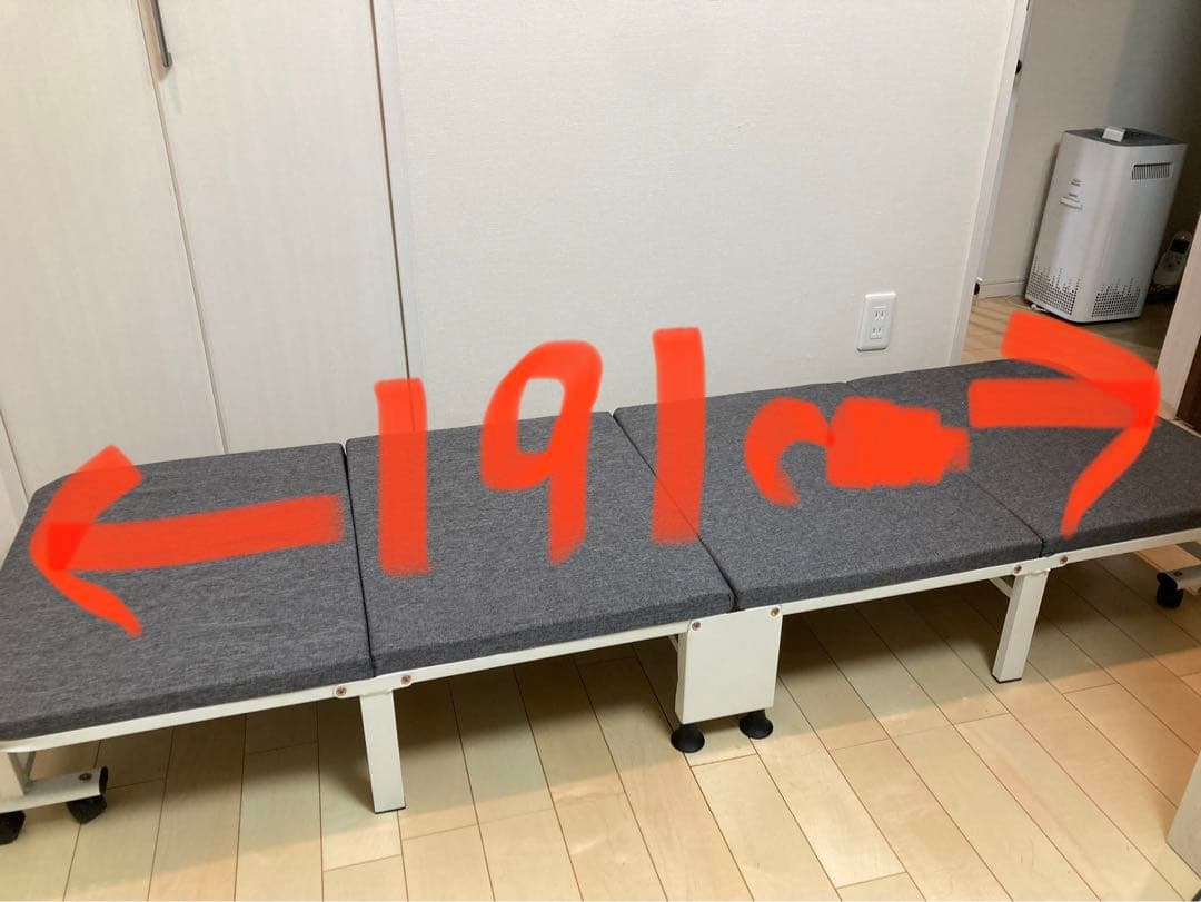 折りたたみベッド グレー キャスター付き